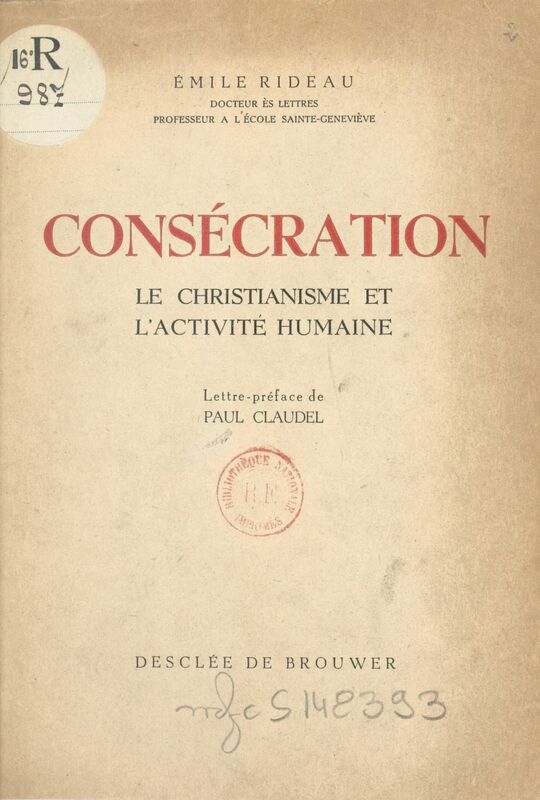 Consécration Le christianisme et l'activité humaine