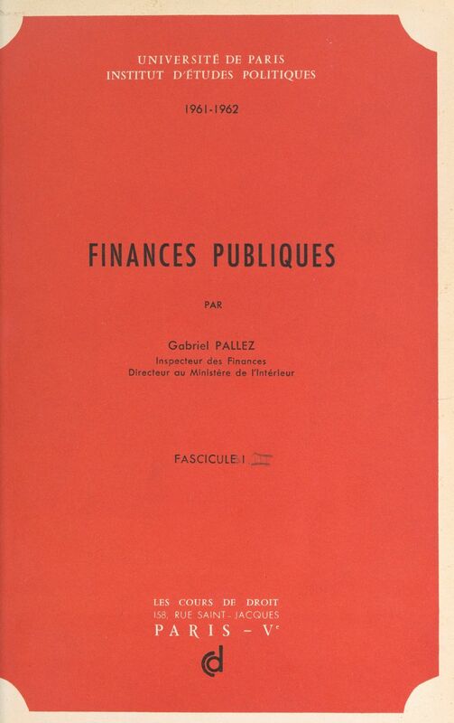 Finances publiques 1961-1962