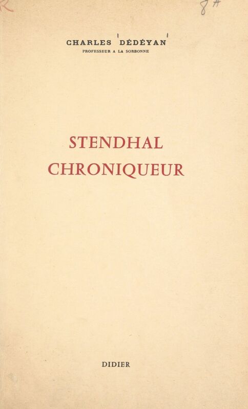 Stendhal chroniqueur