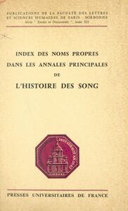 Index des noms propres dans les annales principales de l'histoire des Song