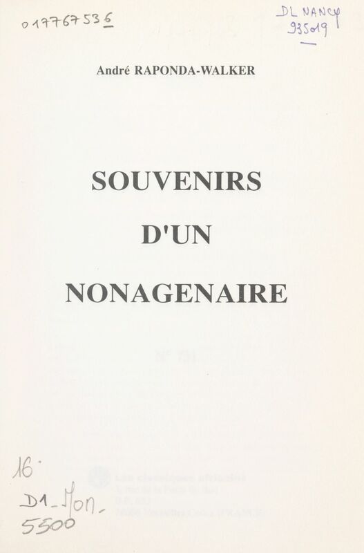 Souvenirs d'un nonagénaire