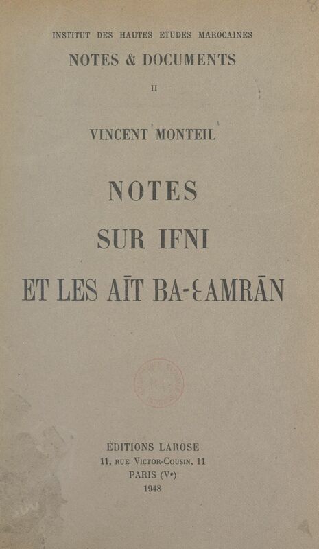 Notes sur Ifni et les Aīt Ba-Ɛ Amran