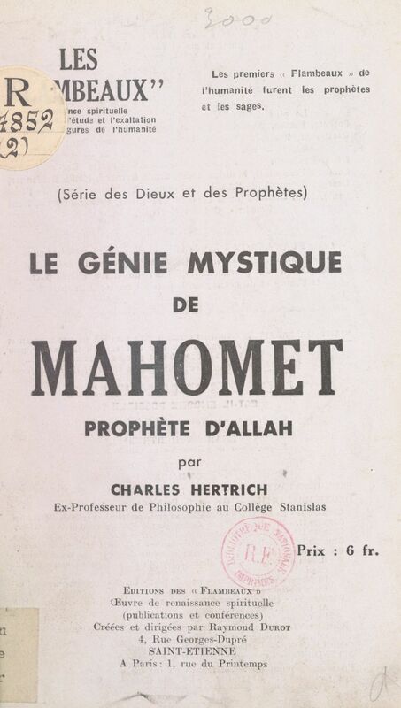 Le génie mystique de Mahomet, prophète d'Allah