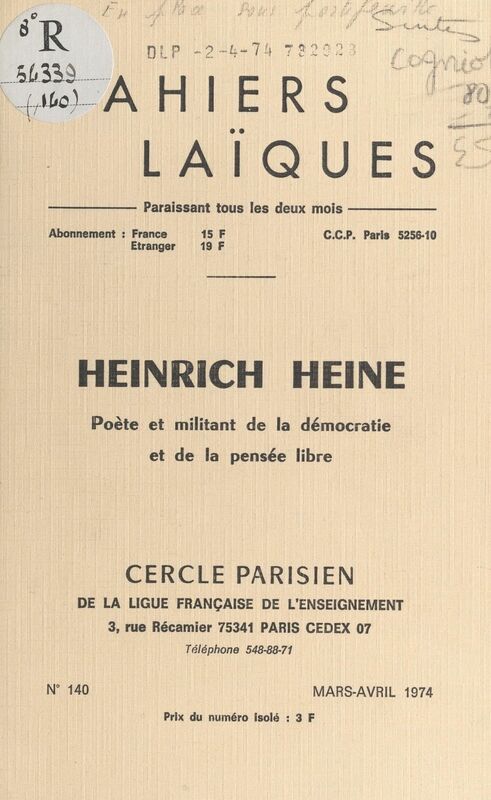 Heinrich Heine Poète et militant de la démocratie et de la pensée libre