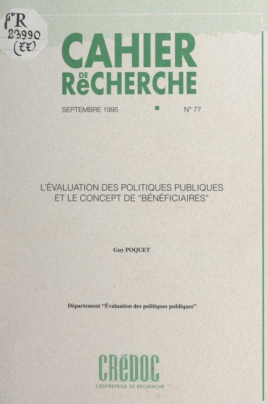 L'évaluation des politiques publiques et le concept de bénéficiaires