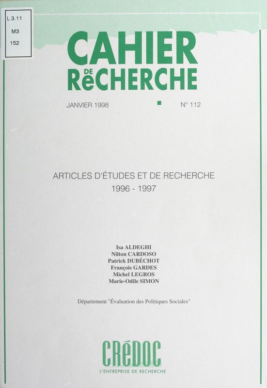 Articles d'études et de recherche, 1996-1997