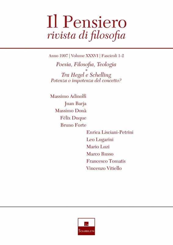 Poesia, Filosofia, Teologia/Tra Hegel e Schelling (1997/1-2)