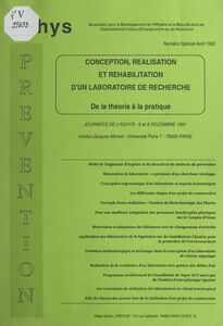 Conception, réalisation et réhabilitation d'un laboratoire de recherche : de la théorie à la pratique Journées de l'ADHYS, 5 et 6 décembre 1991