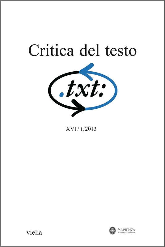 Critica del testo (2013) Vol. 16/1