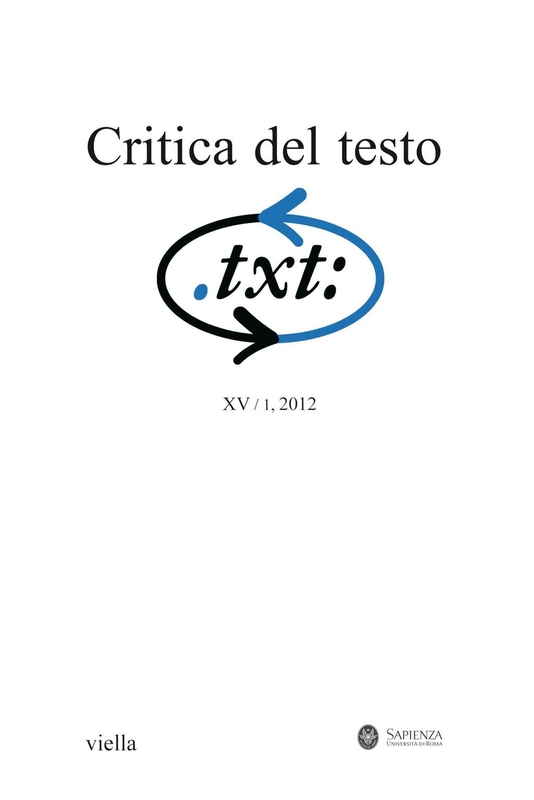 Critica del testo (2012) Vol. 15/1