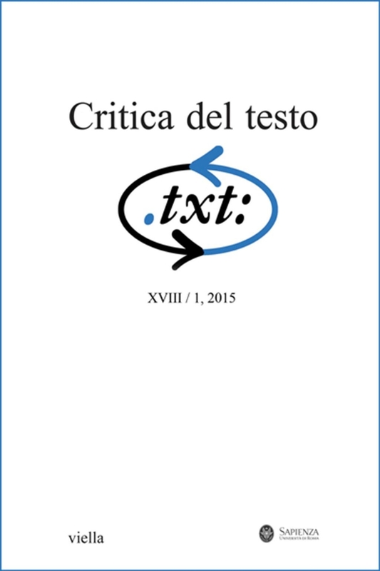 Critica del testo (2015) Vol. 18/1
