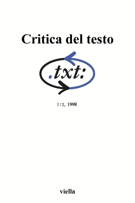 Critica del testo (1998) Vol. 1/2