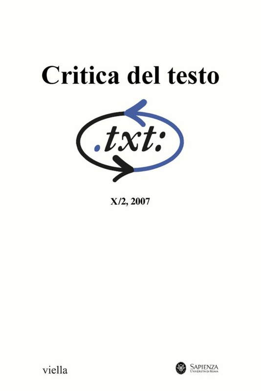 Critica del testo (2007) Vol. 10/2