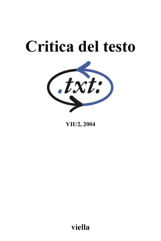 Critica del testo (2004) Vol. 7/2 Romània romana. Giornata di studi in onore di Giuseppe Tavani