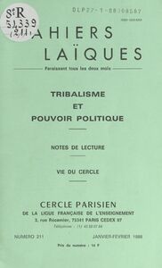 Tribalisme et pouvoir politique Notes de lecture. Vie du Cercle