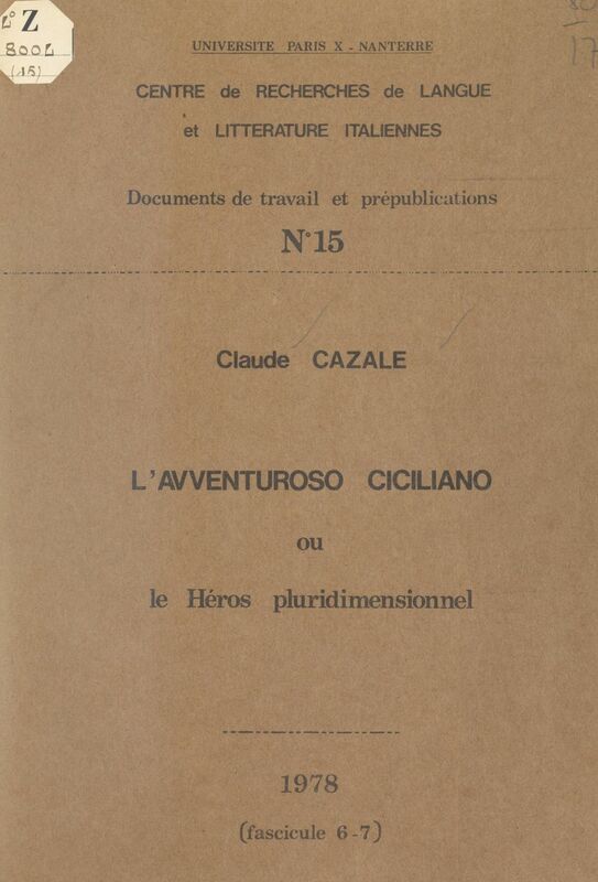 L'Avventuroso ciciliano Ou Le héros pluridimensionnel