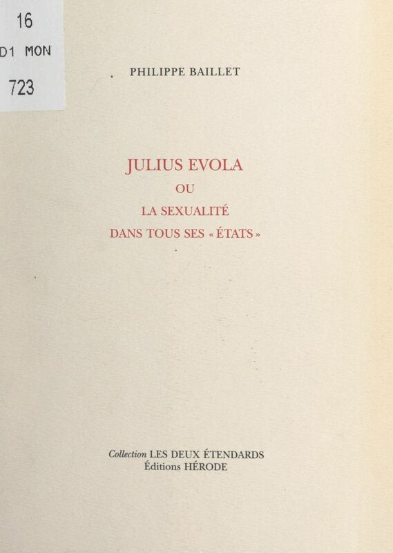Julius Evola Ou La sexualité dans tous ses "états"