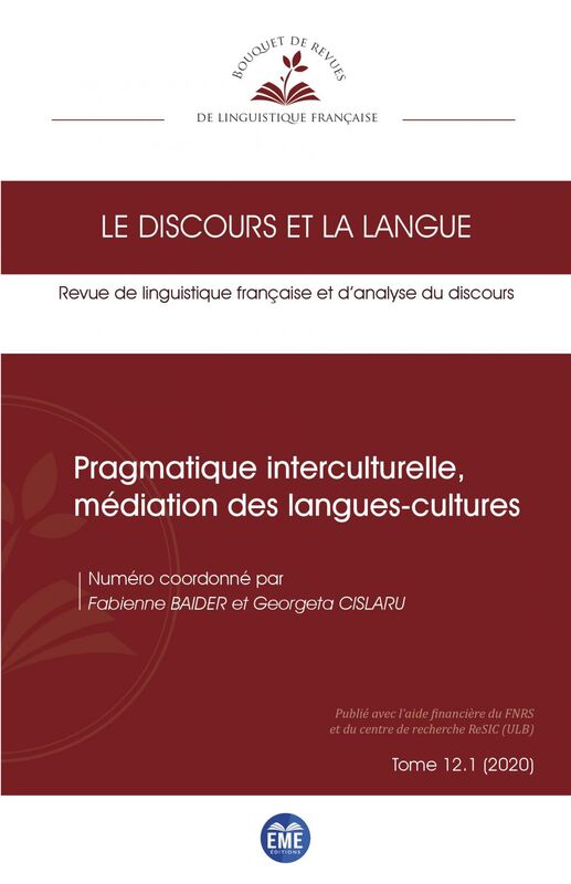 Pragmatique interculturelle, médiation des langues-cultures 12.1 - 2020