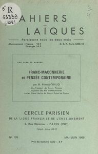 Franc-maçonnerie et pensée contemporaine Conférence donnée au Cercle parisien le jeudi 9 mai 1968