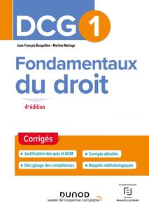 DCG 1 Fondamentaux du droit - Corrigés - 4e éd.