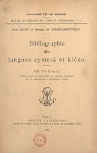 Bibliographie des langues aymará et kičua (2) 1876-1915