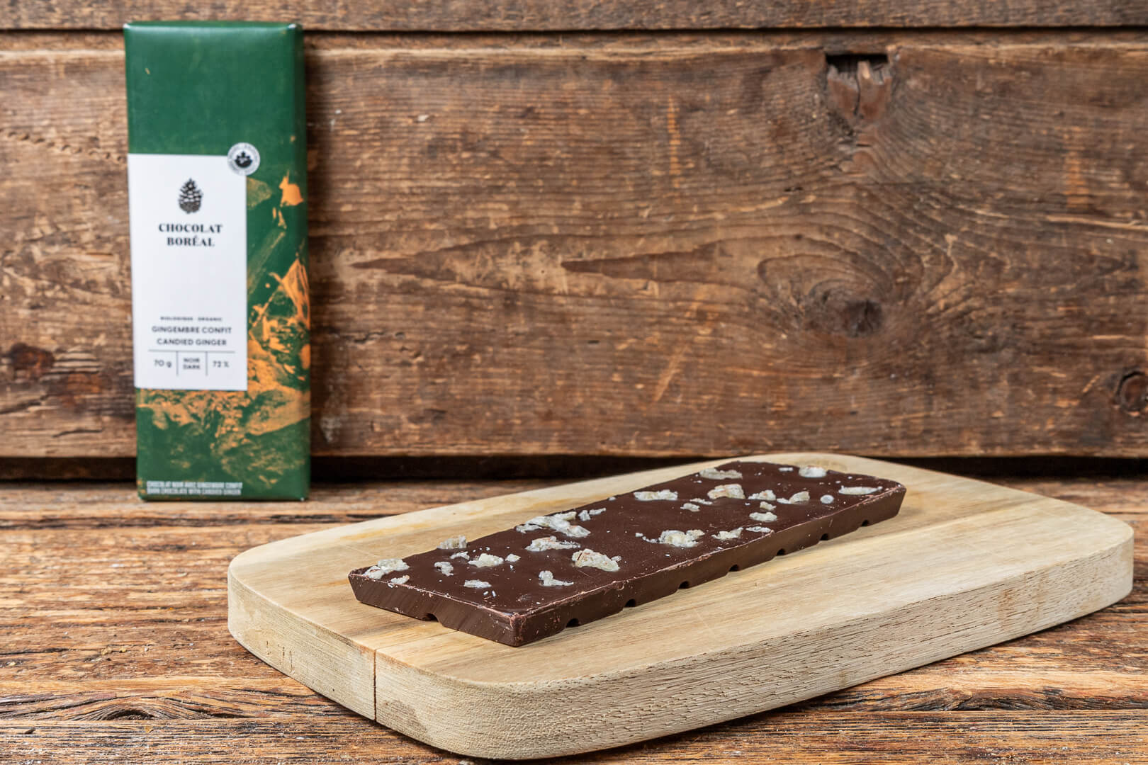 Fine and Raw Dark Chocolate Bar, Ginger (67% Cocoa / Cacao) - 10 Bars x 2oz case main image 1
