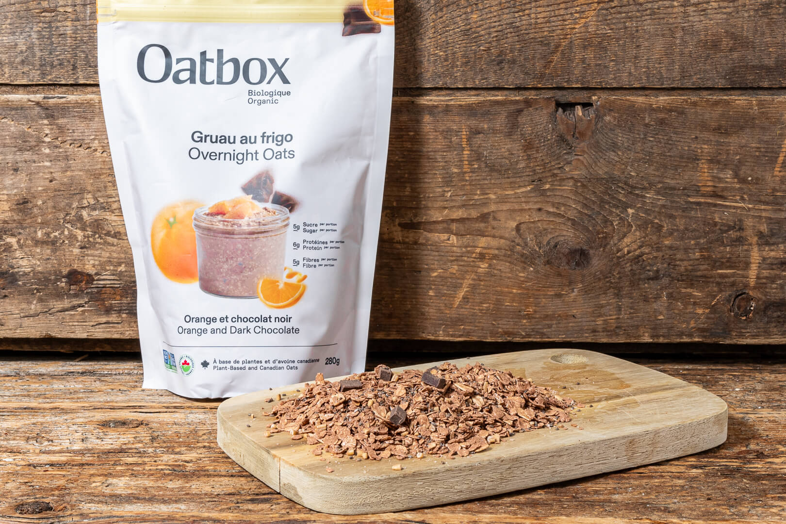Nouveau* Gruau au frigo Orange et chocolat noir (280g) – Oatbox