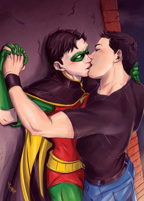 Robin And Superboy Gay Porn - Passionate Kiss | Robin and Superboy Pics | Luscious Hentai Manga & Porn