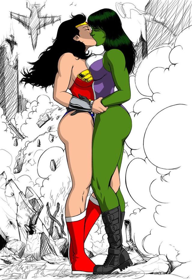 Xxx Wonder Woman Kisses She Hulk | Crossover Comic Book Lesbians | Luscious  Hentai Manga & Porn