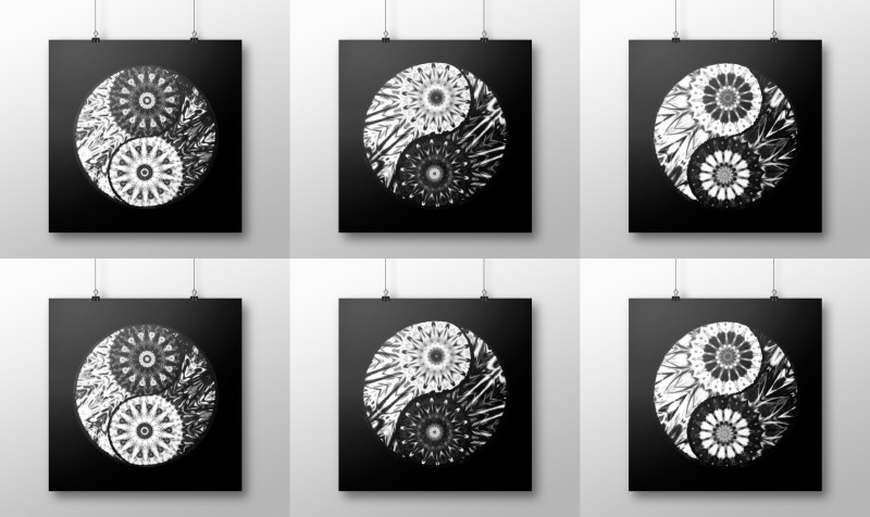 Yin Yang Mandala Collection B&W Poster preview