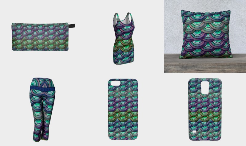 Paper Mermaid Dragon Scales Green/Blue preview