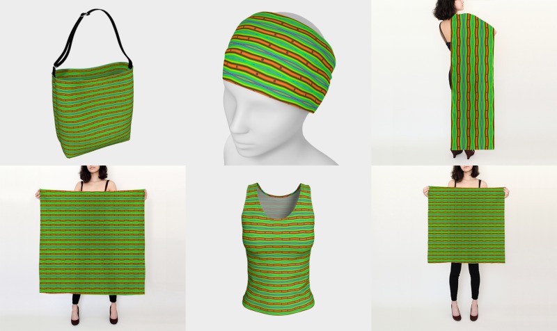 Modern Orange Green Abstract Stripes Pattern preview