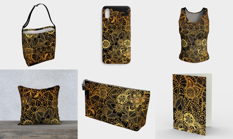 Floral Doodle Gold G523 preview