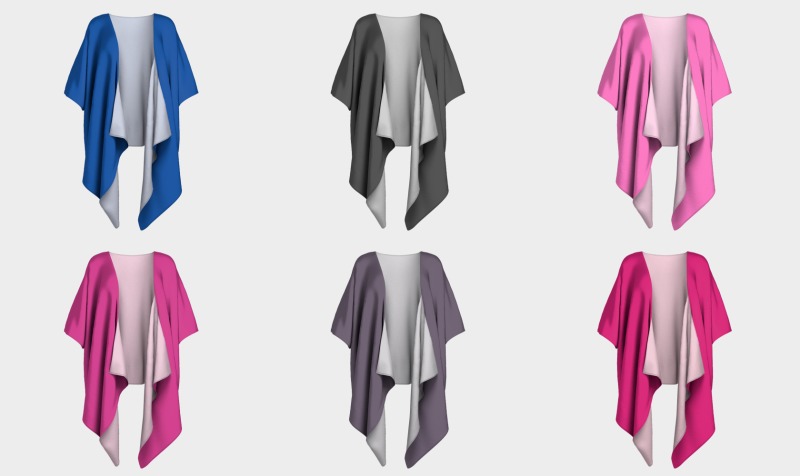 Aperçu de Solid Colour Draped Kimonos