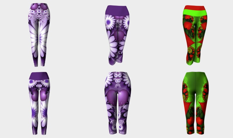 Capris + Leggings With Abstract Fractal Art Hearts preview