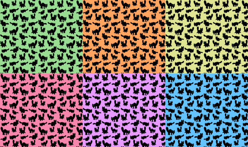 Fuzzy Black Kitties Fabric preview