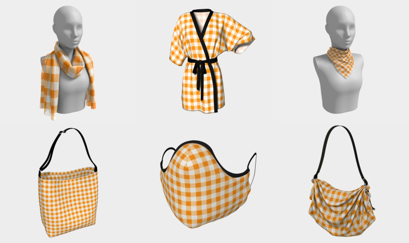 Gingham Orange and White Pattern preview