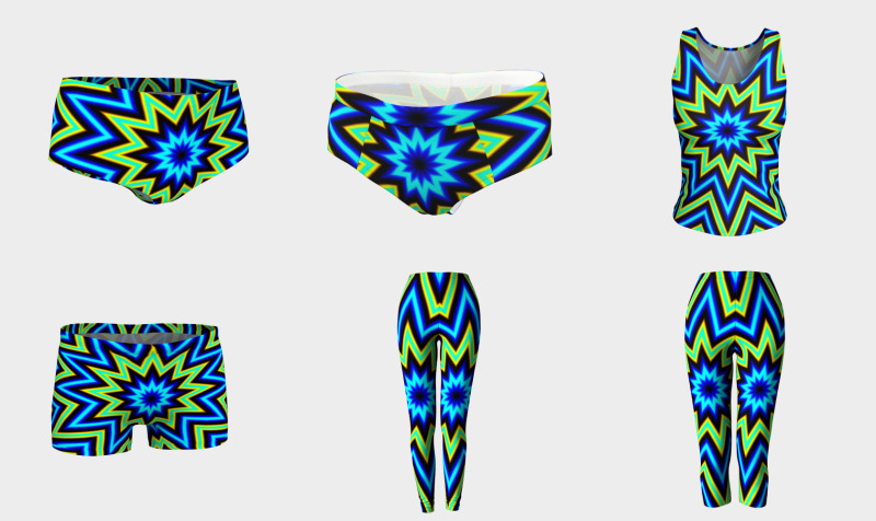 Yellow Green and Blue Psychedelic Star Pattern preview