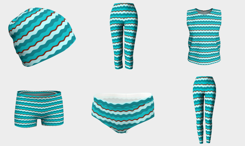 Cyan and Red Wiggle Line Pattern preview