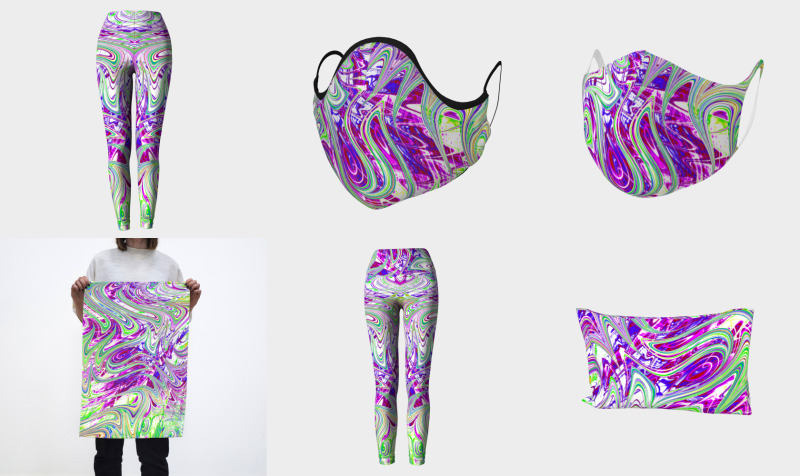 Groovy Trippy Vibrant Purple and Green Abstract preview