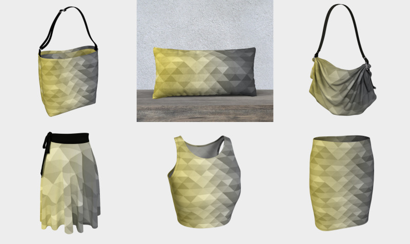 Yellow Ultimate Gray Gradient Geometric Triangle Squares Pattern preview