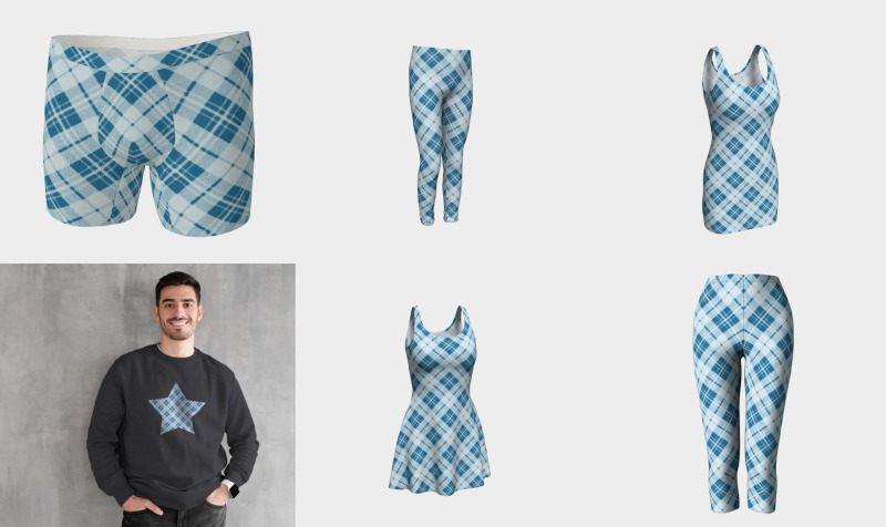 Light blue tartan plaid winter Christmas pattern preview