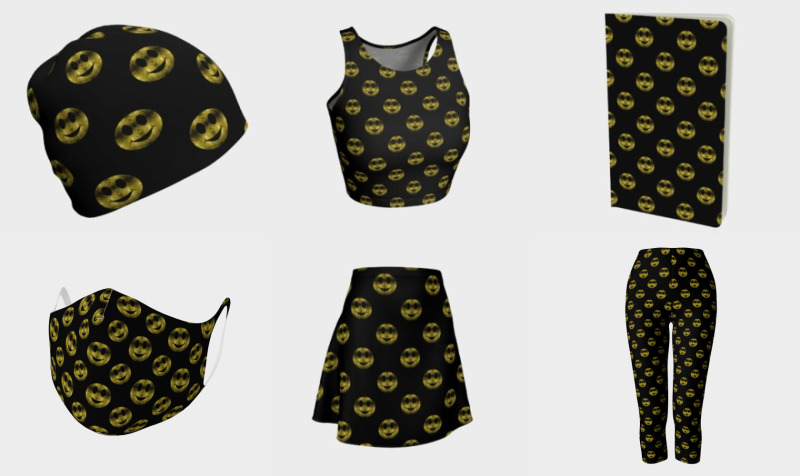 Sparkly Smiley Yellow Gold sparkles pattern Black preview