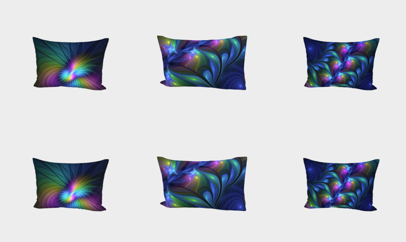 Bed Pillow Shams + Sleeves With Unique Fractal Art preview