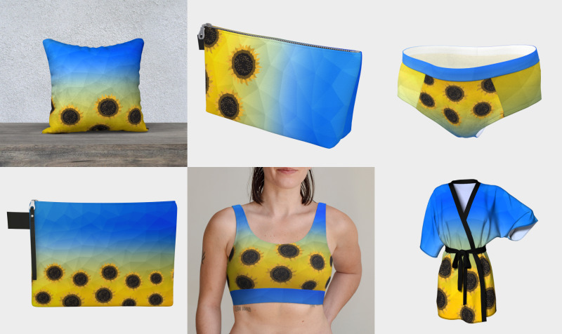 Aperçu de Ukraine yellow blue geometric mesh pattern Sunflowers