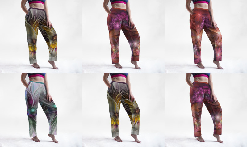 Lounge Pants With Abstract Fractal Art Flowers preview