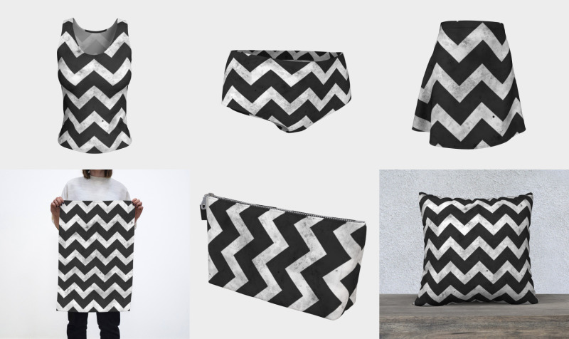 Simple black white vintage chevron pattern lines retro distressed preview