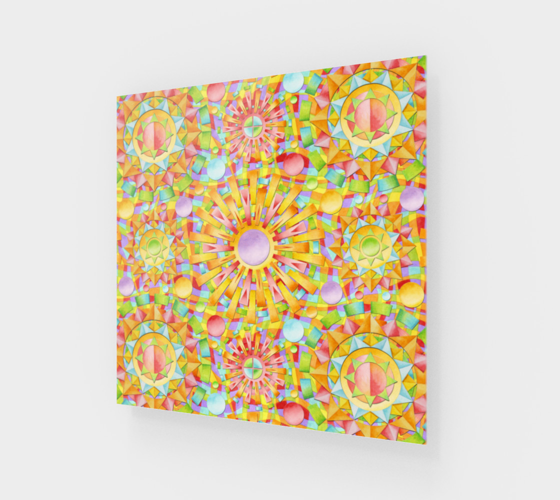 Candy Rainbow Mandala Wood Print preview #1