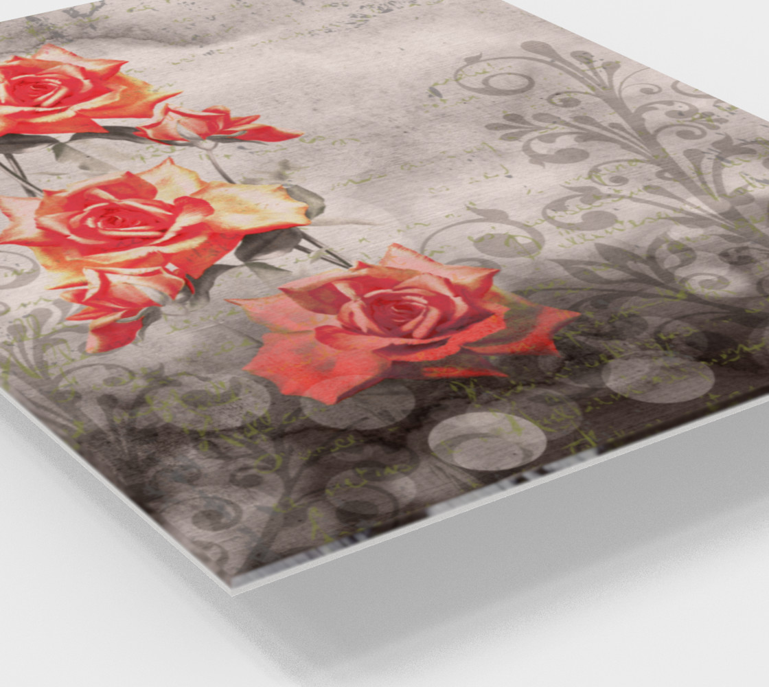 Aperçu de Vintage Red Rose Grey Floral Wall Art #2