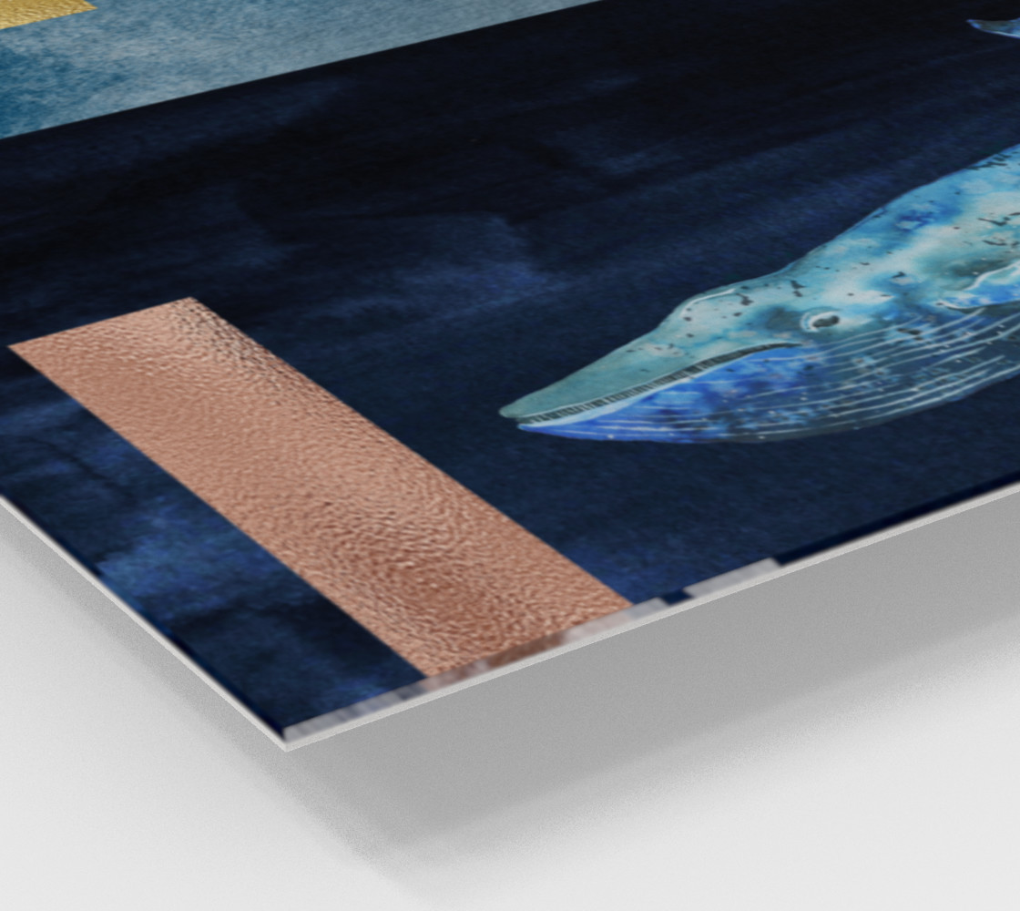 Blue Whale - Gold, Copper And Deep Blue Art Print preview #2